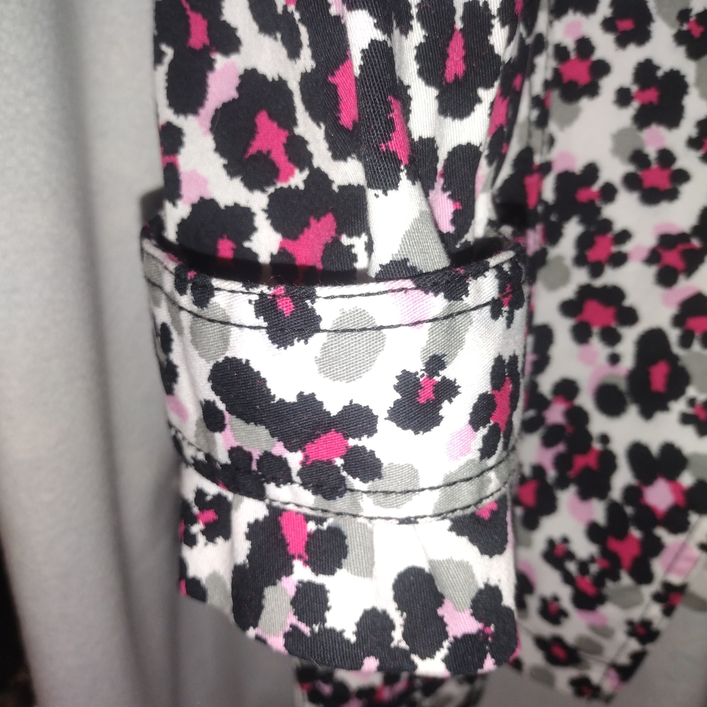 Pink Leopard Trench Coat with Belt - Picture 3 of 6